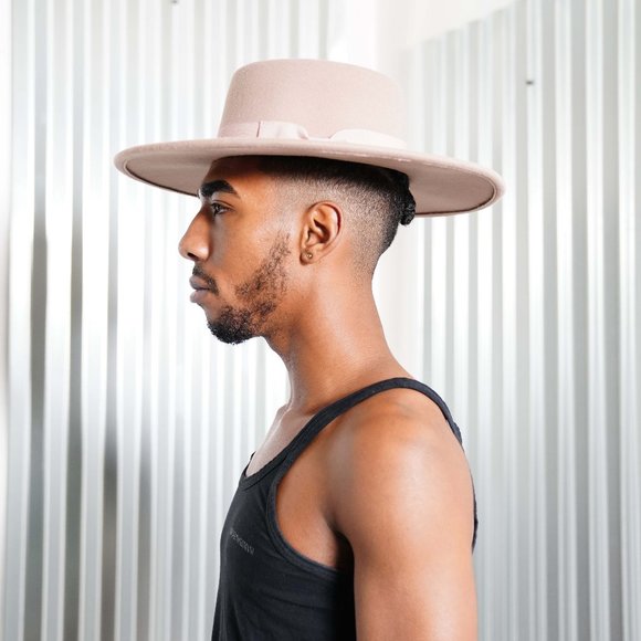 Camel Wide Brim Fedora Boater Hat - Picture 3 of 6